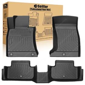 Z2.tpejd91.h Soillar Fits 2019-2025 Genesis G70 Awd Tpe 3d Front And 2nd Row Floor Mats Liner Set Black