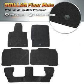 Z2.txzjd01.h Soillar 5 Floor Mats Carpet Velour Black For 2020-2025 Ford Explorer 7 Passenger New