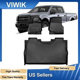 Sha902488 Stain Resistant Floor Mats Liners Set For 15-20 Ford F-150 Super Crew Cab