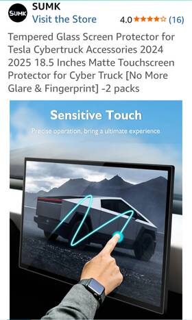 X004b3iju1 Sumk 2x Glass Screen Protector For 2024-2025 Cyber Truck