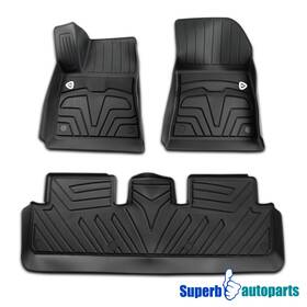 Superbautoparts 841808189838 Fits 2017-2022 Tesla Model 3 Black Injection Tpe Floor Mats Front Rear