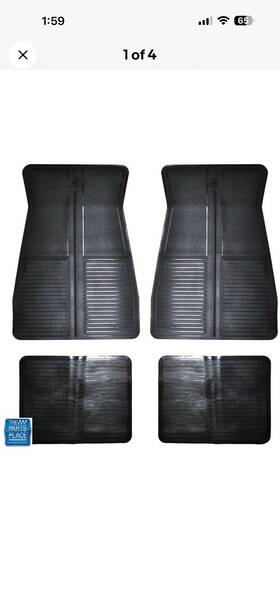 In11153z The Parts Place Inc. 1973-1987 Gm Cars Original Oe Style Inch Logo Rubber Floor Mat 4pc Set - Black