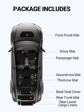 X606-tsl Tsldrv Basenor 10pcs Tesla Model X All Weather Floor Mats 6 Seater 2022-24 Full Set