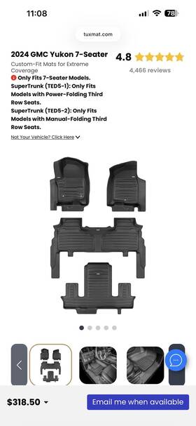 8604-r3 Tuxmat Custom Floor Mats For Gmc Yukon 7-seater - 2021-2026 Full Set