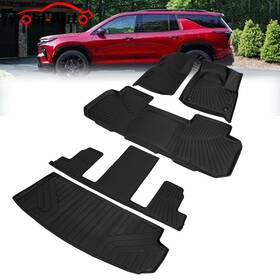 Twom 2018-2024 7 Oumurs Floor Mats 3 Row And Cargo Liner For Chevrolet Traverse Seats
