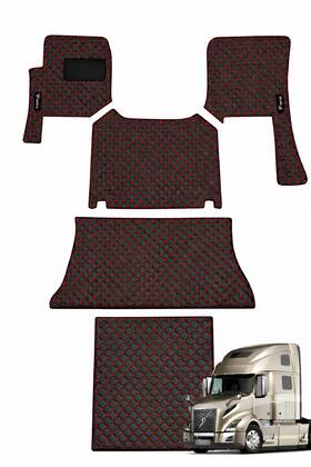 Vl860-fm-v-b V-truck Corp Vl860-fm-v-b/red Floor Mat Set Compatible With Volvo Vnl 860 Semi Faux Leather Red