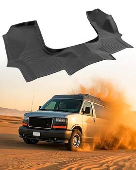 Van-fl66-sop-v01 Weather Liner Car Floor Mat For Chevy Express Tpe Black Rubber Front - Van Accessorie