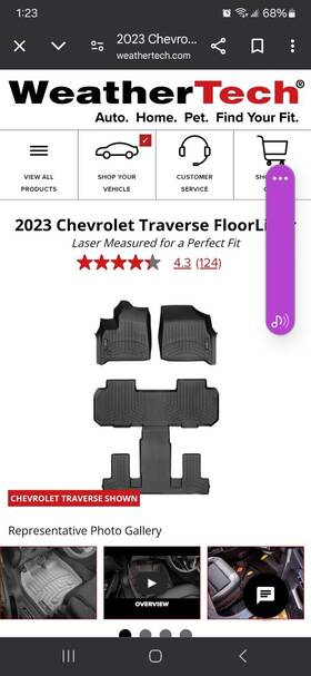 441228-1-2 Weathertech Floor Mats For 2008-2024 Chevrolet Traverse Black Full Set