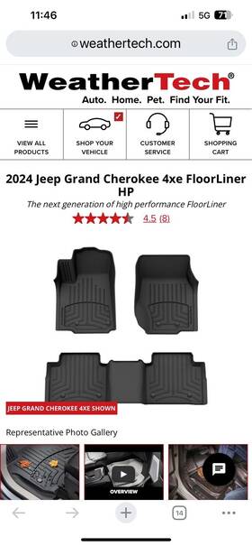 4416961-4417822im Weathertech Floorliner Jeep Grand Cherokee - 1st Row 2nd And Trunk Liner Blk