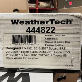 Brz-gt86-frs-86 Weathertech 444822 Floorliner For 2012-2017 - 2nd Row Black