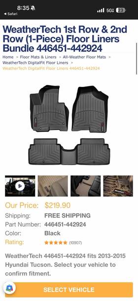 446071-447672 Weathertech Floor Mats Floorliner For - Cadillac Escalade Esv Full Set