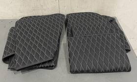 X1-23716 X1mats Black Single Layer White Diamond Pattern Slingshot Floor Mats