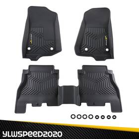 V-02cfm3954abk Ylwspeed20 Floor Mats Fit For Jeep Wrangler Jl 2018-24 Unlimited Tpe All Weather Car Liners