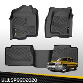 Yl112702 Ylwspeed20 Fit For 99-06 Chevy Silverado Gmc Sierra Extended Cab Tpe Floor Mats Front Rear