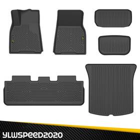 Yl20250227 Ylwspeed20 6x Floor Mats Cargo Liner 3d Full Cover Fits 2020-24 Tesla Model Y All-weather