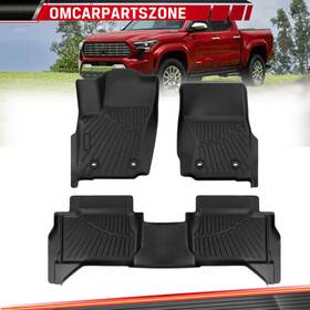 Zone 710891323996 Floor Mats Rubber Liners For Toyota Tacoma 2024 Double Cab All Weather Tpe Black