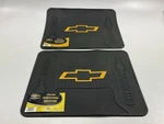 (2) Plasticolor 001217 Rear Rubber 14"X17" Floor Mats Black Yellow Bowtie Chevy. Fixed Price $22.45.