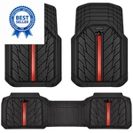 Pass Rubber Floor Mats For Cars, Full Universal Fit, Black Red. Fixed Price $58.99.
