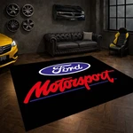 Ford Motorsport Logo Area Rug, Racing Garage Enthusiast Carpet Decor Mat. Fixed Price $270.71.
