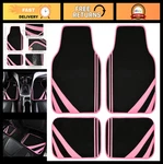 "pink Edge Faux Leather Floor Mats Universal Anti-slip Carpet For Suvs, Se. Fixed Price $48.99.