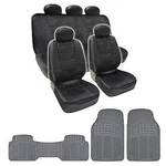 Complete Set Black Pu Leather Seat Covers & 3 Piece Pvc Mats Bdk Design. Fixed Price $59.90.
