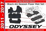 Genuine Oem Honda Odyssey All Season Floor Mat Set 2011-2017 (08P13-TK8-110A). Fixed Price $287.74.
