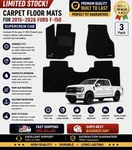 Floor Mats Liners 2015-2026 Ford F-150 Super Crew Cab Tpe Carpet Waterproof. Fixed Price $70.00.