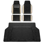 Fh Group Universal Fit Beige/black Carpet Floor Mats W/ Rubber Cargo. Fixed Price $48.99.