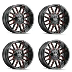 Set 4 20" Mayhem Cogent 20X9 Black Prism Red 5X5.5 5X150 Wheels 0MM Truck Rims. Fixed Price $1419.96.