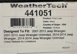 Weathertech Floorliner Mats For Jeep Wrangler/unlimited 07-13 1ST Row -black. Fixed Price $100.00.