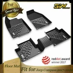 3W Floor Mats Black For Jeep Compass 2017-2025 Front And Rear Rows All Weather. Fixed Price $129.99.