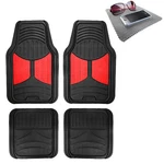 Universal Fitment Floor Mats For Auto Car Suv Van Rubber Red Black W/ Dash. Fixed Price $33.99.
