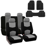 Flat Cloth Gray Black 2 Row Auto Car Suv Seat Covers W/ 3 Piece Vinyl Floor Mats. Fixed Price $49.50.