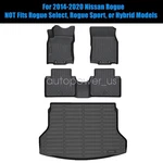 Tpe Floor Mats & Trunk Cargo Liner All Weather Black For 2014-2020 Nissan Rogue. Fixed Price $105.99.