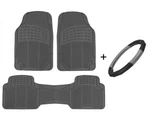 All Weather Car Floor Mats + Leather Steering Wheel Cover Set Universal Fit. Fixed Price $35.90.