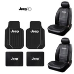 New 7PC Jeep Deluxe Rugged Truck Front Sideless Seat Covers Floor Mats Keychain. Fixed Price $124.94.