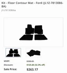 Kit Floor Contour Mat Ford (JL1Z-7813086-BA). Fixed Price $150.00.