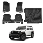 Full Coverage 1ST & 2ND Row Floor Mats Cargo Liner For Jeep Wrangler 2018-2026. Fixed Price $200.00.