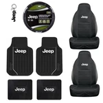 New 8PC Jeep Deluxe Rugged Front Seat Covers Floor Mats Wheel Keychain. Fixed Price $136.38.