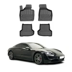 For Porsche Taycan 2020-2025 Omac Premium 1ST & 2ND Row Black Floor Mat Set. Fixed Price $99.99.