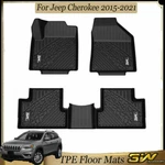 3W Floor Mats For Jeep Cherokee 2015-22 Liner Front & Rear Rows Black Tpe. Fixed Price $129.99.
