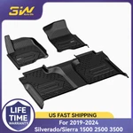 3W Floor Mats Liner For Chevrolet Silverado 1500 Crew Cab 2019-2026 Black Carpet. Fixed Price $129.99.