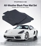 2016-2025 Porsche 718 Cayman All Weather Rubber Floor Mats In Black Color. Fixed Price $134.95.