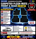 2013-16 Vw Volkswagen Jetta Hybrid Front & Rear Carpeted Floor Mojomats Oem 46. Fixed Price $69.99.