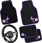 Purple Butterfly Steering Wheel Cover & Waterproof Car Floor Mats Set (black,. Fixed Price $55.89.