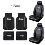 New 7PC Jeep Deluxe Rugged Truck Front Sideless Seat Covers Floor Mats Keychain. Fixed Price $124.94.