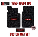 1953-56 Ford F100 Truck Black Carpet Floor Mat Set With Red Logo, By Acc. Fixed Price $143.99.