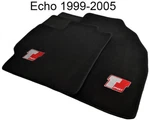 Floor Mats For Toyota Echo 1999-2005 With Sport Emblem Black Tailored Carpets. Fixed Price $219.00.