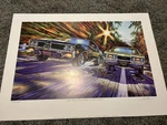 Oldsmobile Cutlass 4-BARREL Four-speeds With Dual Exhaust By Michael Irvine Art. Fixed Price $129.00.