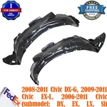 Front Lh & Rh Fender Liner For 2006-2011 Honda Civic Coupe 2-DR W/ Speed Mt. Fixed Price $52.25.